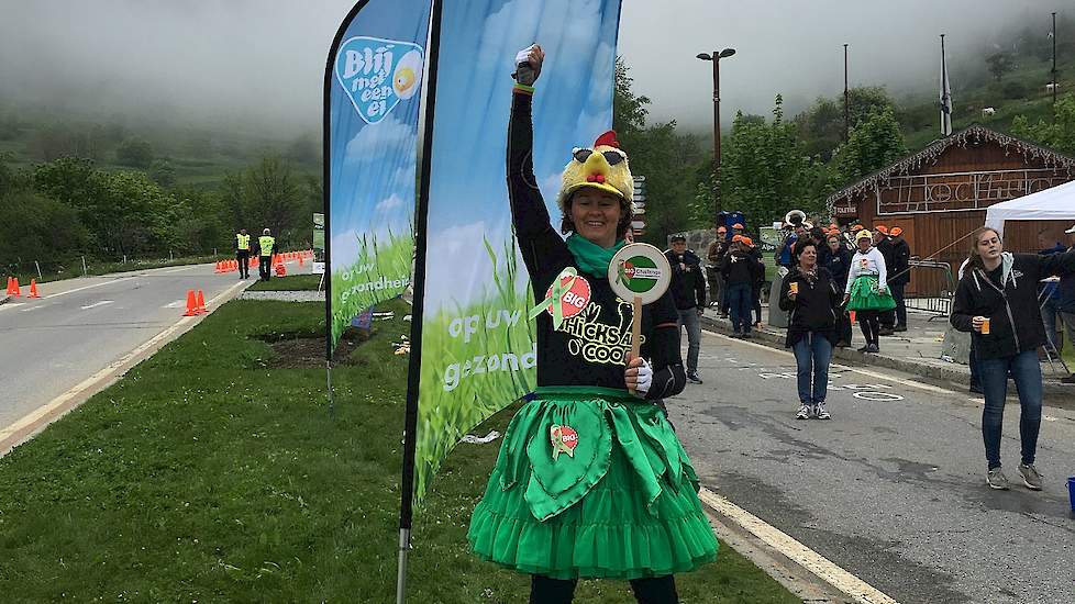 Ook op de Alpe d'Huez zijn ze Blij met een Ei.