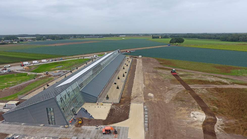 Het dak van de Kipsterstal ligt vol met zonnepanelen. Deze zonnepanelen leveren meer stroom dan nodig is voor het bedrijf. (Foto is gemaakt voor de open dag.)