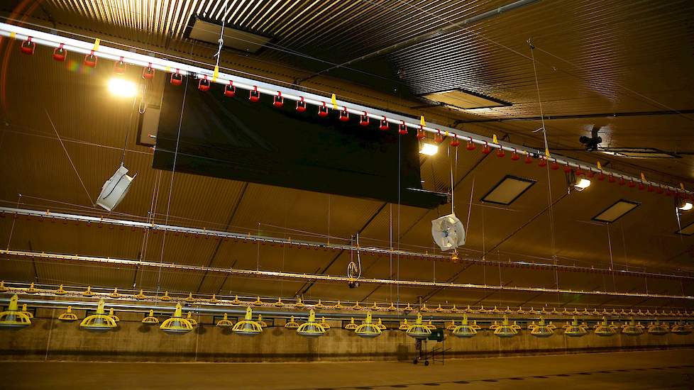 De opgewarmde buitenlucht wordt via het louvre systeem de stal ingeblazen. In de nok van de stal wordt deze verse lucht opgevangen door een zeil. Waarna de lucht met behulp van ventilatoren verder verdeeld wordt over de gehele stal. Daarna weerkaats de lu