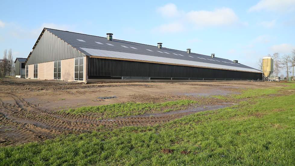 Door het beperkte bouwblok was de jonge pluimveehouder gedwongen om een brede stal te bouwen. De stal is 30 bij 70 meter breed (binnenwerks). „Ik had liever een smallere, langere stal van maximaal 25 meter breed gebouwd omdat de bouwkosten dan lager uitva