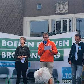 „Wij als jonge boeren willen nu en in de toekomst goed voedsel produceren, geef ons die ruimte”, zegt Gert Jan Eggink, voorzitter van het dagelijks bestuur van het Gelders Agrarisch Jongeren Kontakt bij het boerenprotest in Arnhem.