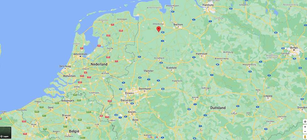 Een kalkoenbedrijf in Garrel in de West-Duitse regio Cloppenburg (zie rode stip op de kaart) is op 4 januari getroffen door vogelgriep.