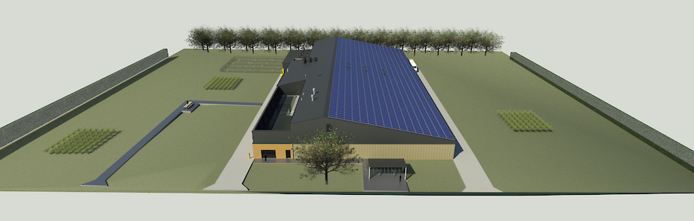 3D beeld van de nieuwe ILVO pluimveeproefstal.