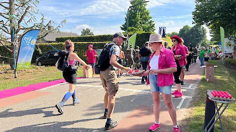 Fotoserie: Wandelaars genieten van de roze gekookte eieren
